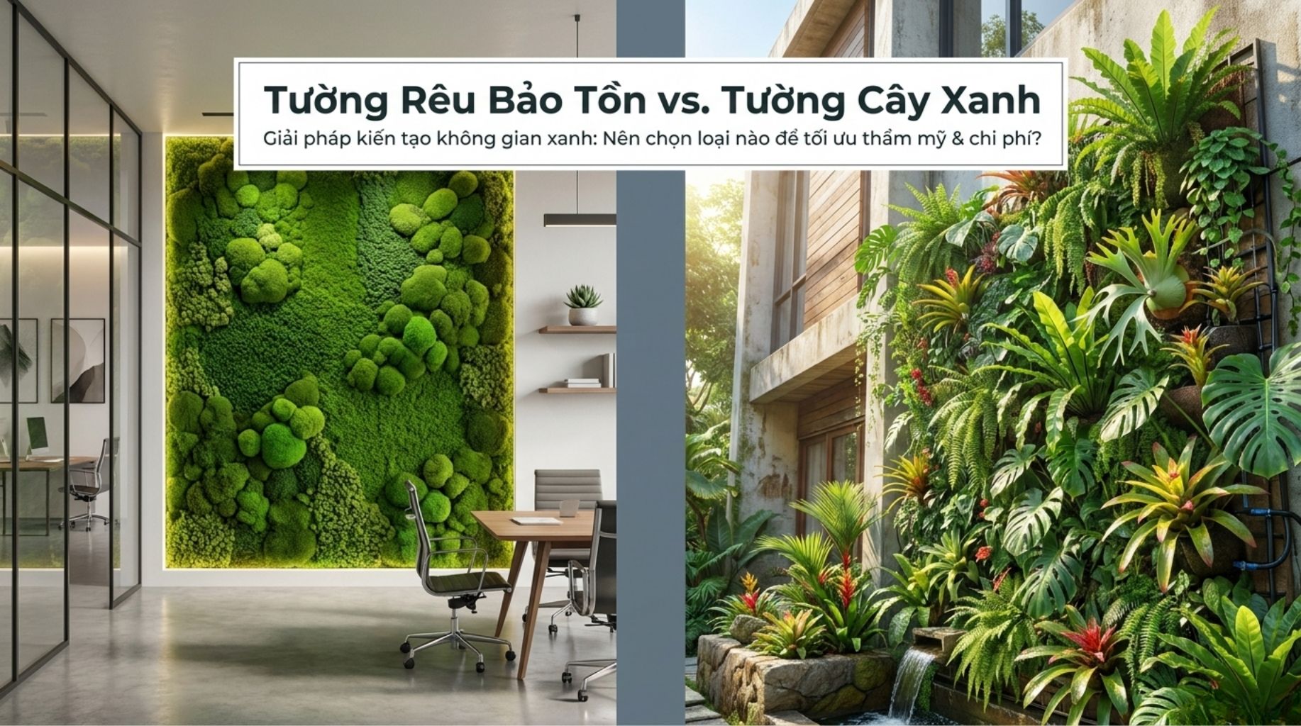 So Sánh Tường Rêu Bảo Tồn Và Tường Cây Xanh, Nên Chọn Loại Nào?